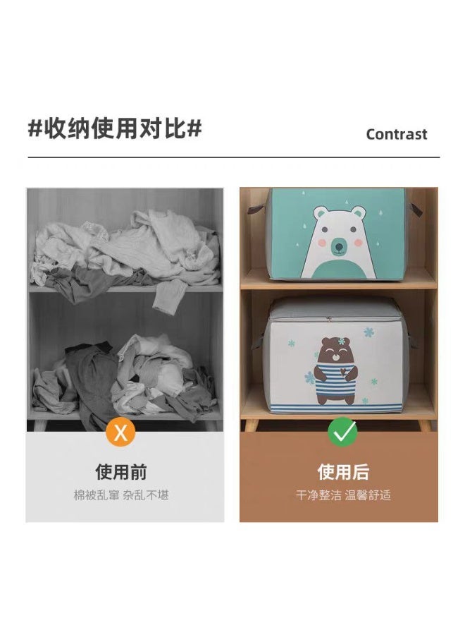 Clothes Storage Bag Blankets Storage Bag Storage Pouch Organizer Cartoon Prints Folding Clothes Organizer for Clothes Quilt Blanket - Image 4